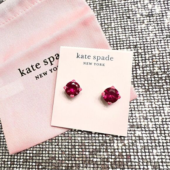 kate spade Jewelry - Kate Spade New York Heart Stud Earrings Ruby w/ dust bag
